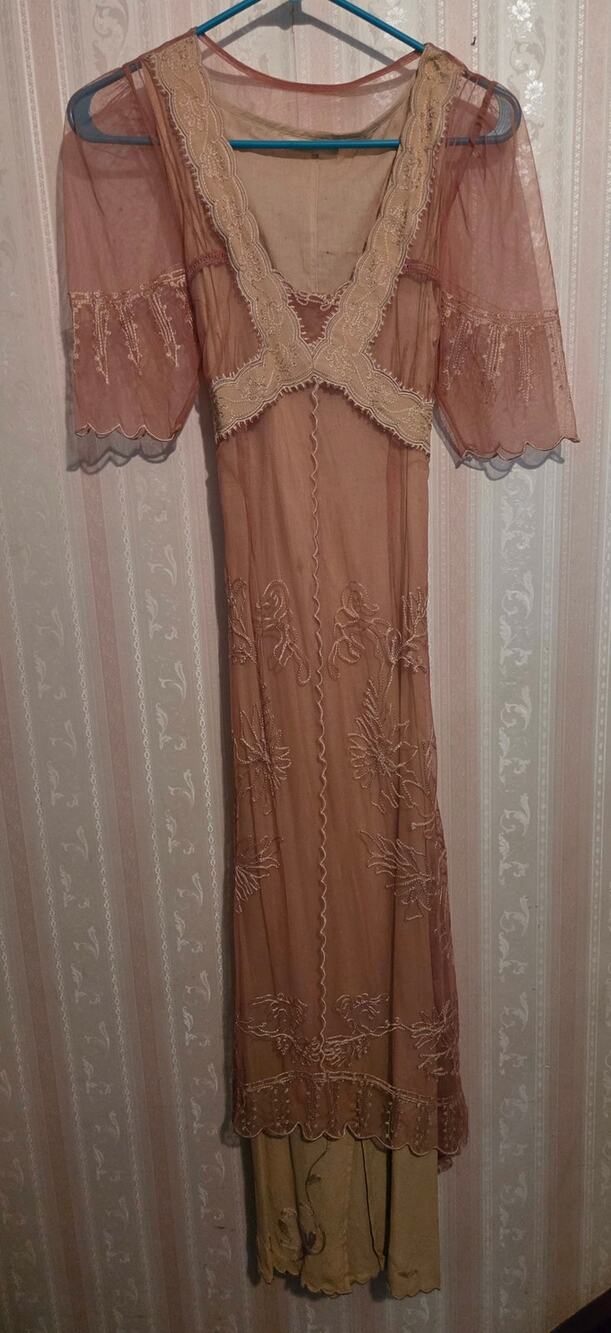 Vintage Nygard Y2K Fairycore Maxi Dress Embroidered Mesh Slip Romantic Boho
